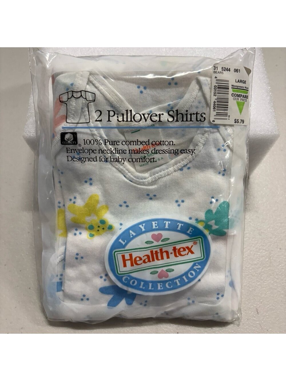 Vintage Health-tex Layette Collection 2 Pullover Shirts Baby 24 Months NIP USA